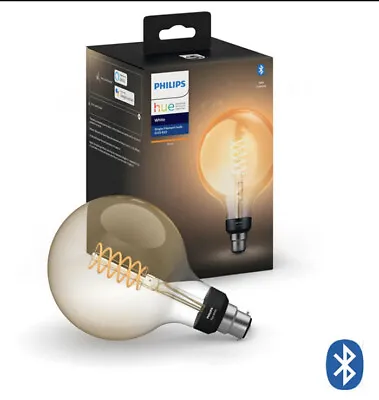 $49.95 • Buy Philips G125 B22 Vintage 7W Hue Single Filament Light Bulb/Bluetooth Flame White