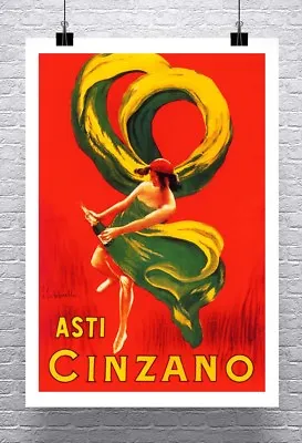 Asti Cinzano Vintage Liquor Advertising Poster Rolled Canvas Giclee 24x34 In. • $57.72