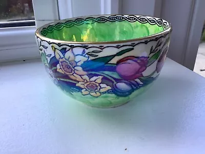 Vintage Maling Small Round Bowl Springtime Wave/ Green Lustre Border. 5.5 Cm • £10