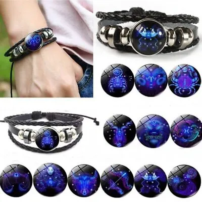 Zodiac Signs Spirit Bracelet Handmade Multilayer 12 Constellation For Women Men • £4.96