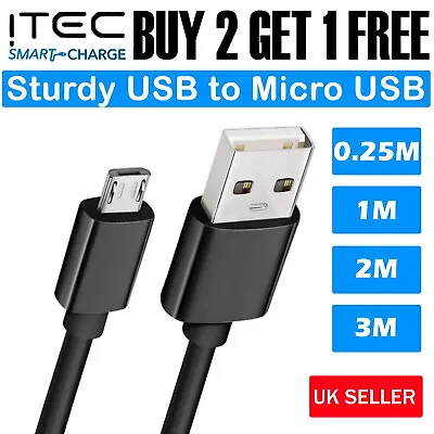 Fast USB Charger Cable Heavy Duty Long Charge Micro USB Data Phone 1m 2m 3m Lead • £2.49
