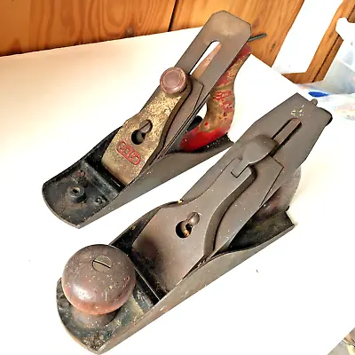 Vintage Wood Carpentry 2 PLANE Tools Este # 3 Also Record Marples No. 4 Blades • $32.25