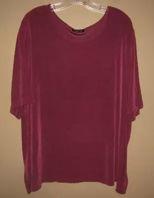 Vikki Vi Womens Raspberry Stretchy Short Sleeve Travel Tunic Top 3X Made In USA • $19.99