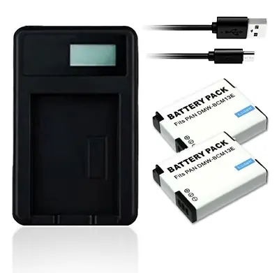 USB Charger & 2X Batteries Panasonic Lumix DMC-ZS45 DMC-TZ70 DMC-TZ55 Camera • £20.99