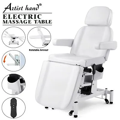 White Electrical Facial Bed 3-Motors Massage Table Beauty Tattoo W/RemoteWheels • $639.90
