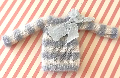 Middle Blythe Size Doll Sweater In A Soft Mohair Blue Stripe New Condition • $39