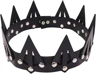 Leather Crown Headband Gothic Crown Headband Halloween Costume Headpiece Vintage • $35.97