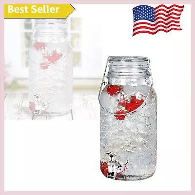 Classic Hammered Glass Mason Jar Drink Dispenser - Stylish Beverage Centerpiece • $46.99