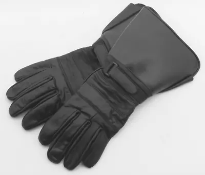 Gauntlet Motorcycle Riding Gloves Large L Black Leather 02870 • $21.75