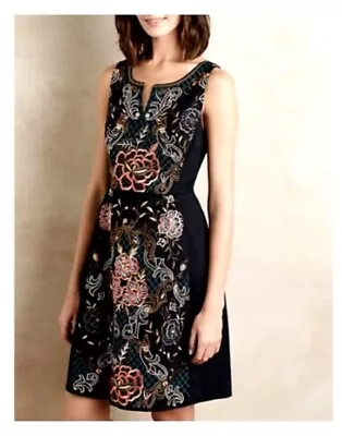 Moulinette Soeurs Floral Embroidered Dress Womens Size 10 Side Zip Anthropologie • $33.99