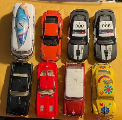 Kinsmart Die Cast Cars Lot Of 8 Scale 1/32 1/36 1/38 1/40 Corvette Porsche Et Al • $29.95