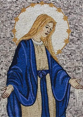 Marble Mosaic The Virgin Mary Religious Wall Tile Art • $444