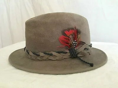 Vintage Stetson Mens Hat The Gun Club Macho Gray Canadian Velour Feather Sz 7 • $29.55