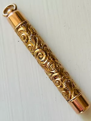 Antique Elegant Mechanical Retractable Pencil Pendant Gold Filled • $68