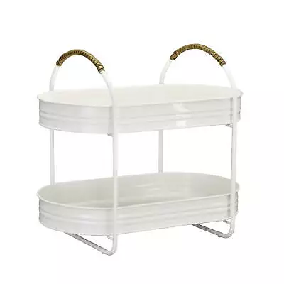 Vanilla White Galvanized 2Tier Serving Tray Stand • $19.89