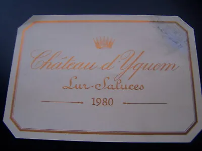 Wine Tag Chateau Yquem 1980 Specimen Sauternes Wine Label Wine Label Label Label • £6.01