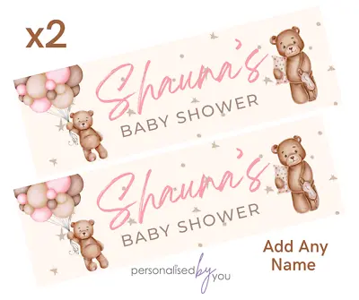 2x Personalised BABY BIRTHDAY BABY SHOWER Banners LARGE Party Poster Teddy Bear • £5.95