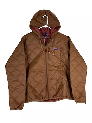 $199 NWT Patagonia Men's Diamond Quilted Bomber Sz L Hoodie Jacket Moose Brown • $159.88