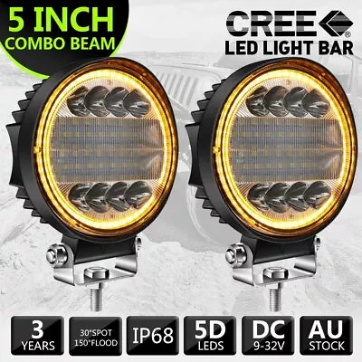 $39.39 • Buy Pair 5inch LED Work Light Bar Round Spot Flood Offroad 4WD Driving Lamps Truck