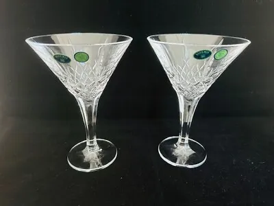 2 Bohemia Crystal Cut Lead Martini Glasses Czech Republic Heavy Crystal Lines • $54.95