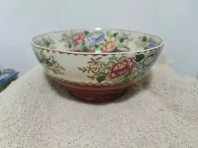 Maling Footed Bowl -burgundy  Peony Rose  Pattern Number 6873.   1940's • £25