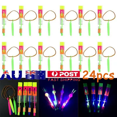 24PCS Led Glow Stick Shooters Helicopter Rocket Flying Toy Flash Light Fun Game • $16.48