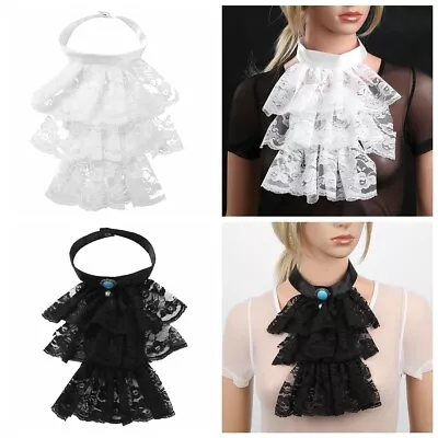 Colonial Jabot Victorian Renaissance Ruffled Lace Jabot SteampunkNeck Collar • $9.11