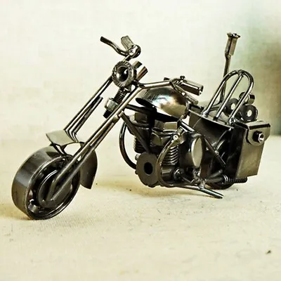 Handmade Metal Motorcycle Sculpture Recycled Art Motorbike Model Collection Rare • $23.63