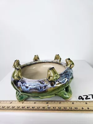 Majolica 6 Frog Planter Footed Vintage 5 1/2  B-446 • $24.50