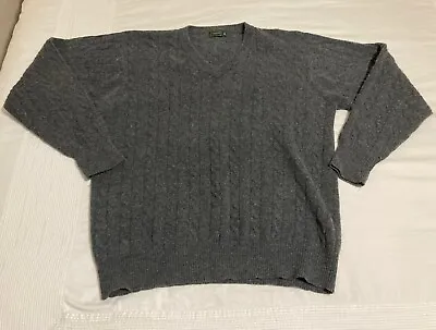 Christys Irish Store Vintage LambsWool Sweater Men’s XL Gray Cable Knit Pullover • $25