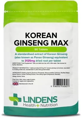 Korean Ginseng Max 3125mg 90 Tablets For Mens Libido Boost Sexual Health Lindens • £8.34