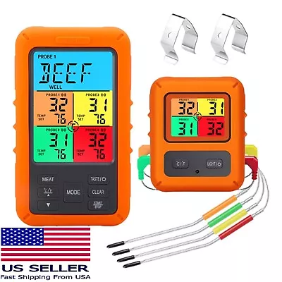 Wireless Meat Smart Thermometer W/ 4 Probes For BBQ Grilling Baking TS-TP40 • $22.99
