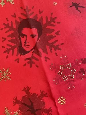 Elvis Presley Seasonal Greeting Christmas Red Cotton Fabric 1 Yard.. 36”X44” • $21.50