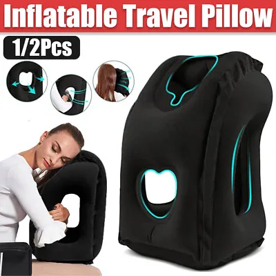$18.99 • Buy Inflatable Air Cushion Pillow For Travel Nap Head Chin Neck Rest Car Office