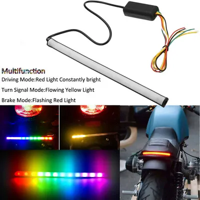 Motorcycle LED Bar Light Strip Rear Tail Brake Turn Signal License Plate Lamp UK • £9.99