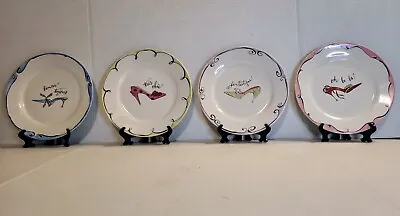 Rosanna Fashion Shoes Haute Heals Dessert Salad Plates - Vintage Set Of 4 • $16.80