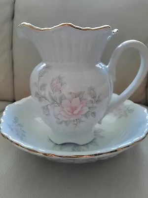 £9.99 • Buy Maryleigh Staffordshire Pottery Jug & Wash Bowl Pastel Pink/Green & Blue Floral