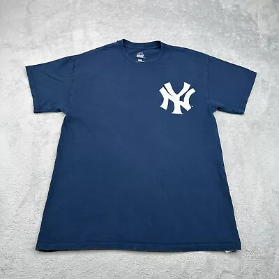 New York Yankees Aaron Judge Shirt Adults Medium Navy Blue Short Sleeve Majestic • $19.99