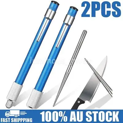 2PCS Diamond Pen Rod Portable File Sharpener Tool Blade Stone Kitchen Knife Hook • $13.99