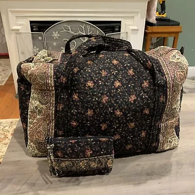 Vera Bradley Weekender Duffle Bag Extra Large Black Walnut Brown Floral Vintage • $79.99