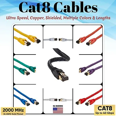 CAT8 Gold Plated Shielded Ethernet Patch Cable Network High Speed S/FTP LAN Lot • $5.99