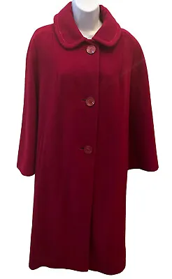 Vintage Winter Coat 100% Wool Fuschia Rose Big Button Long Union Label Rare EUC • $49
