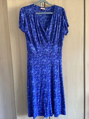 £0.99 • Buy Joe Browns Peacock Blue Jersey Wrap Front Dress- Size 14 Vgc