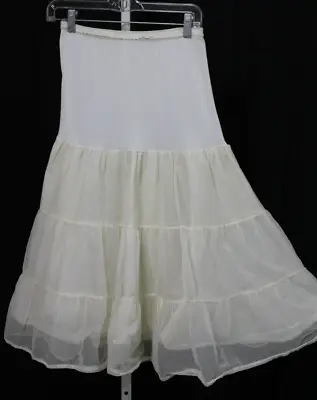 Vintage Mar-Lo Ivory Petticoat Rockabilly Steampunk Square Dance Skirt Slip • $34.99