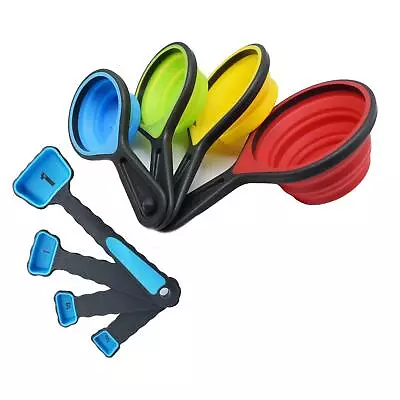 Silicone Measuring Cups & Spoon Set 8 Pack Colorful Collapsible Baking Measur... • $16.76