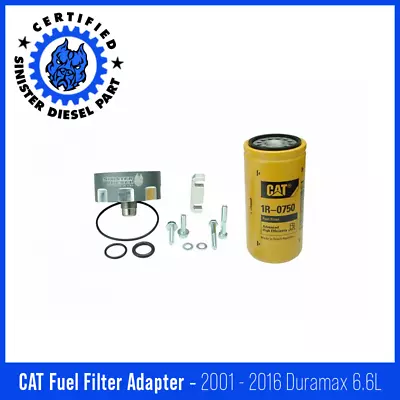 Sinister Diesel CAT Fuel Filter Adapter For 2001-2016 GM Duramax 6.6L (Gray) • $99.99