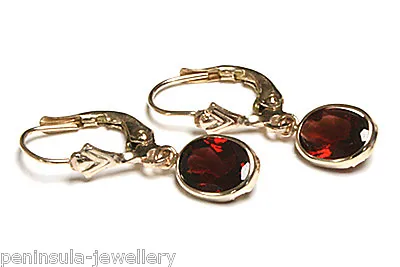 9ct Gold Garnet LeverBack Oval Drop Earrings Gift Boxed Made In UK • £84.99