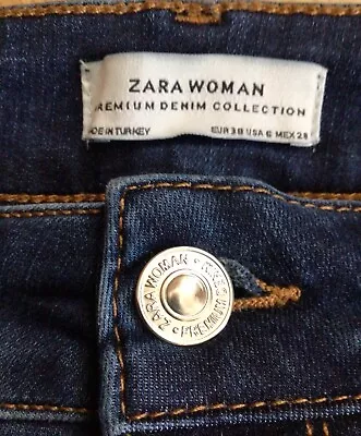 ZARA WOMAN BLUE HIGH WAISTED STRETCH SKINNY JEANS SIZE EUR 38 Uk 10 VGC • £5.50