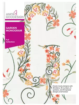 Anita Goodesign Machine Embroidery Pattern - Garden Monogram • $35