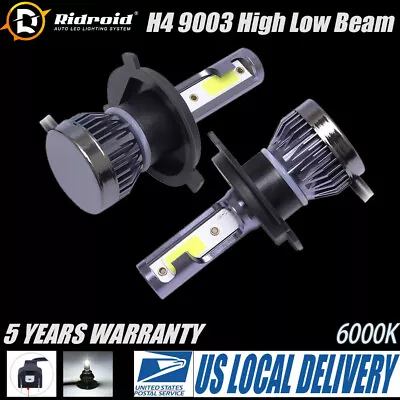 Pair H4 9003  LED Headlights Bulbs Kit High Low Beam Super Bright 6000K White US • $12.99